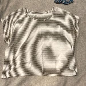 white and blue stripped crop